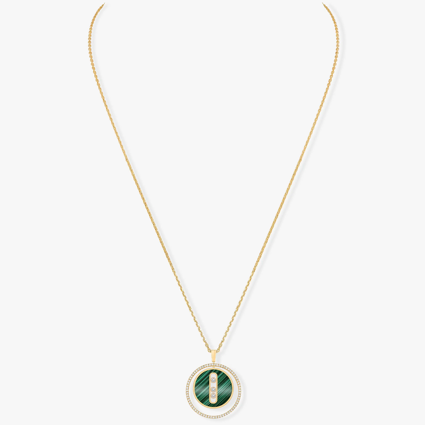 [Miro ]  MOVE 3 DIAMOND MALACHITE GOLD DIAMOND NECKLACE