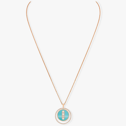 [Miro ]  MOVE 3 DIAMONDS TURQUOISE PINK GOLD DIAMOND NECKLACE