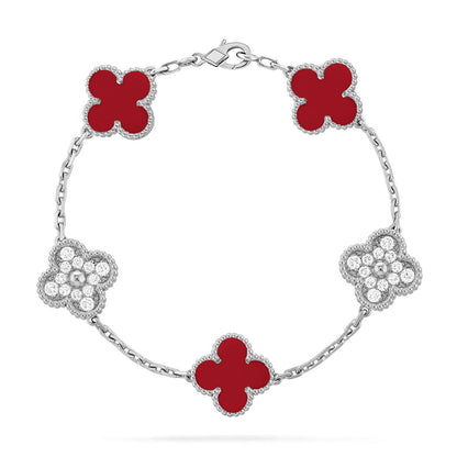 [Miro ]New  CLOVER 5 MOTIF RED CORNELIAN BRACELET COLLECTION