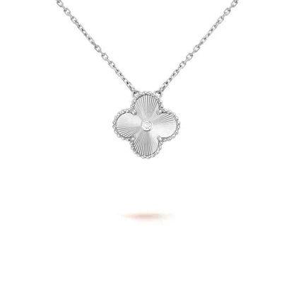 Miro CLOVER  15MM DIAMOND LASER NECKLACE SILVER