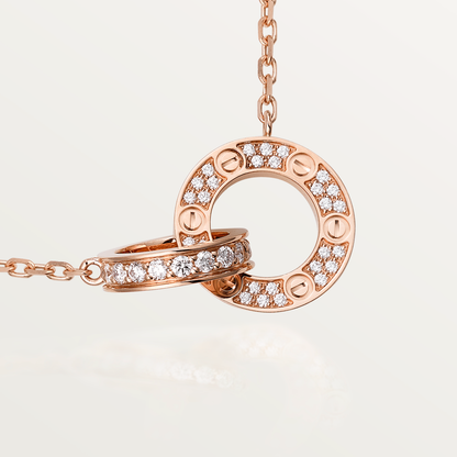 Miro LOVE 7.6MM NECKLACE ROSE GOLD AND SILVER  FULL DIAMOND