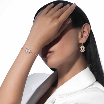 [Miro ]Miro  MOVE WHITE MOTHER OF PEARL PINK GOLD DIAMOND BRACELET