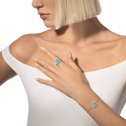 [Miro ]  MOVE TURQUOISE PINK GOLD DIAMOND BRACELET