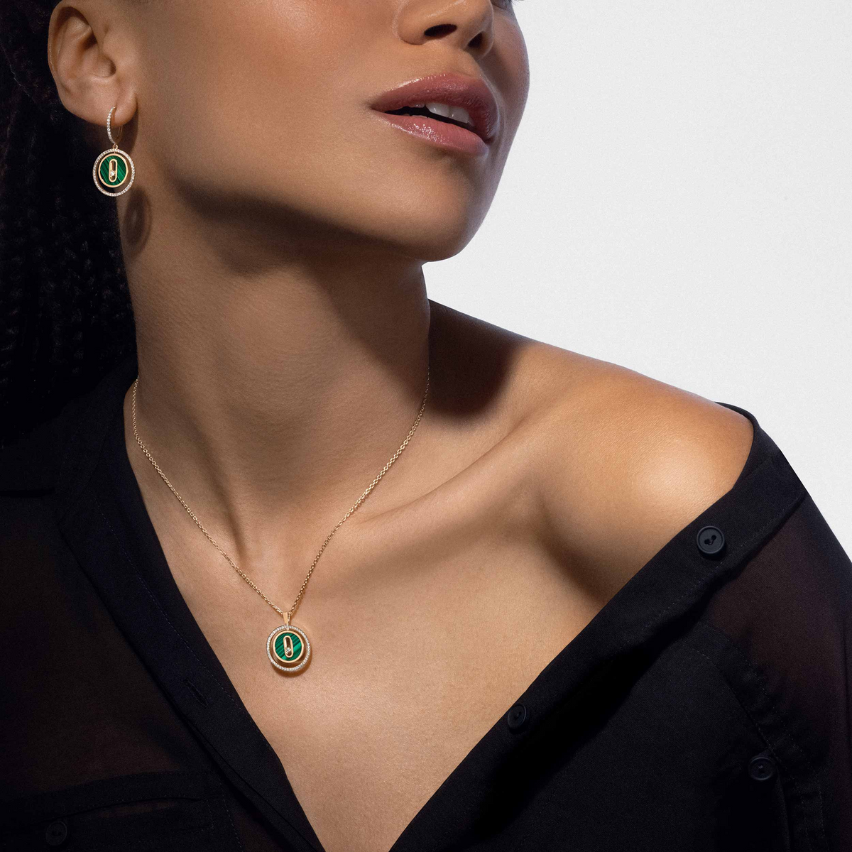[Miro ]  MOVE 1 DIAMOND MALACHITE GOLD DIAMOND NECKLACE