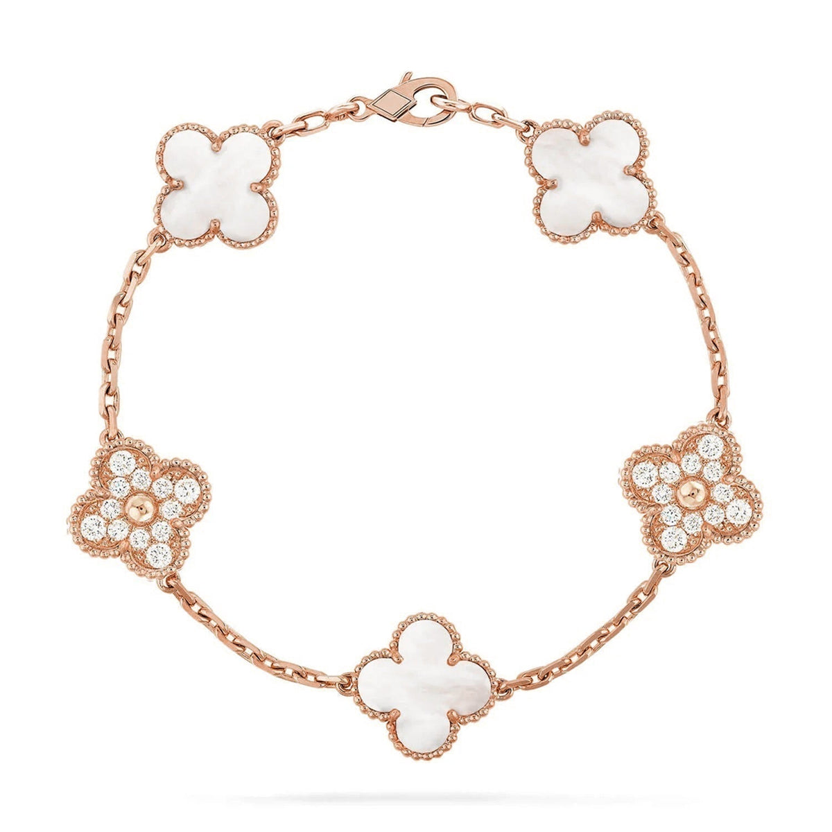 [Miro ]New CLOVER WHITE PEARL MOP 5 MOTIF BRACELET COLLECTION
