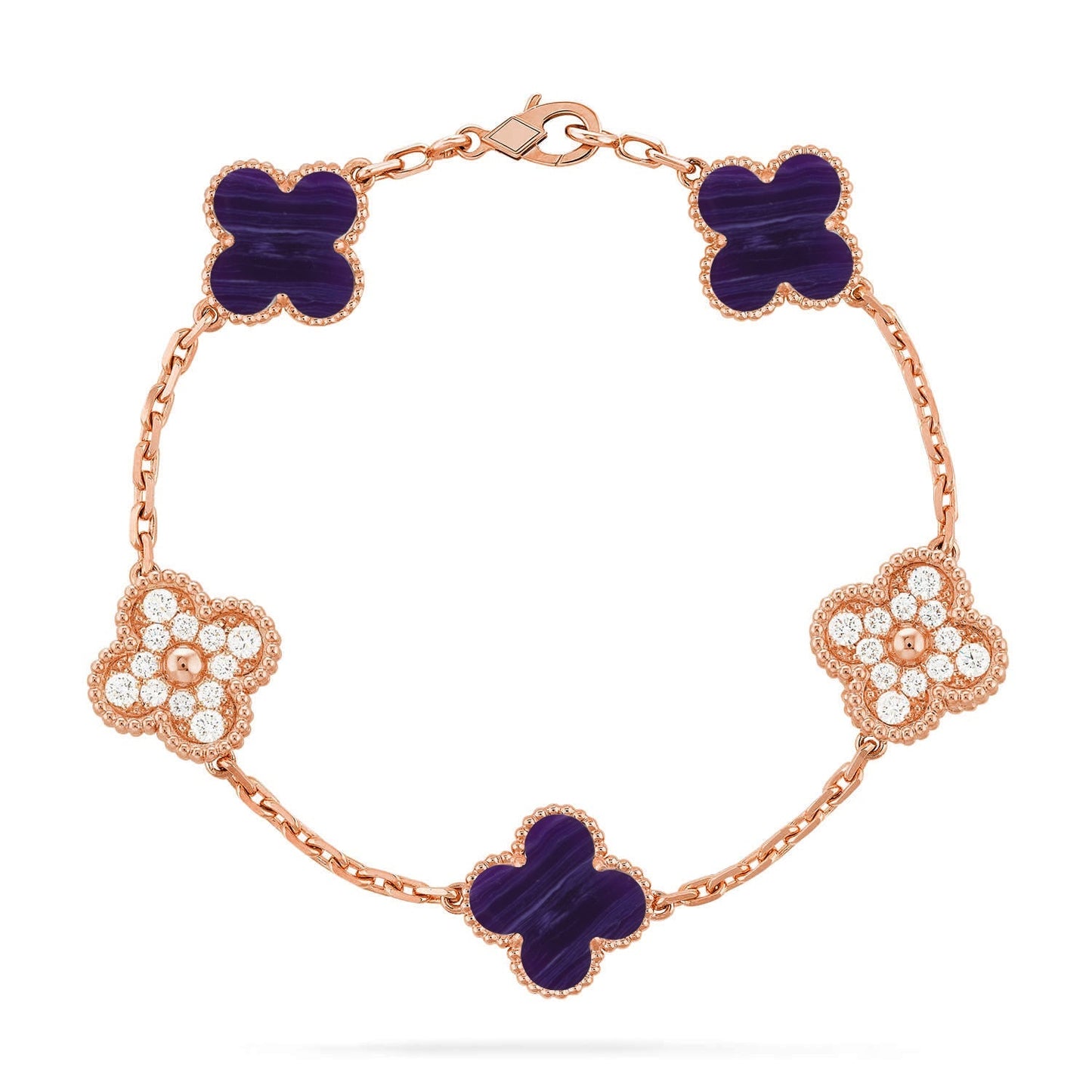 [Miro ]New CLOVER 5 MOTIF PURPLE STRIPES BRACELET COLLECTION
