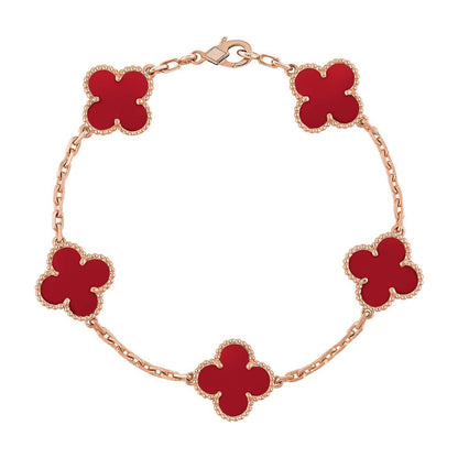 [Miro ]New  CLOVER 5 MOTIF RED CORNELIAN BRACELET COLLECTION