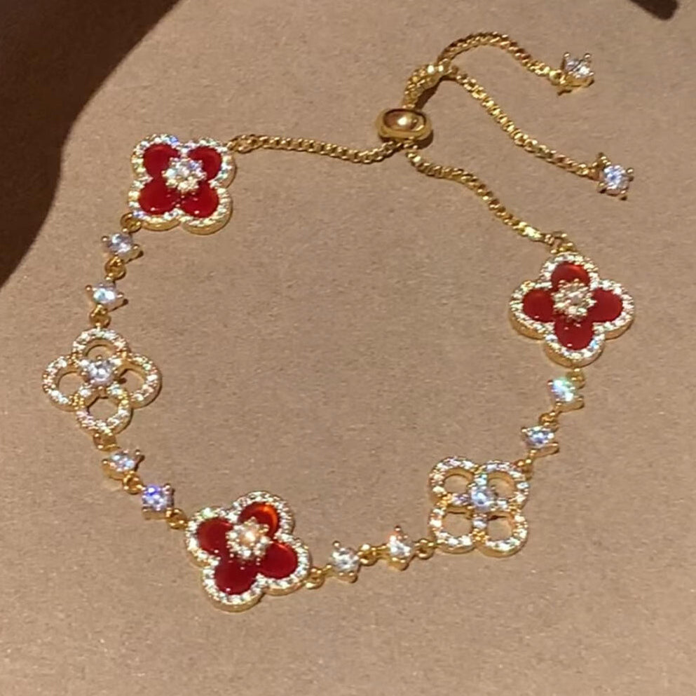 Miro CLOVER 5 MOTIF PINK BLUE RED WHITE BRACELET