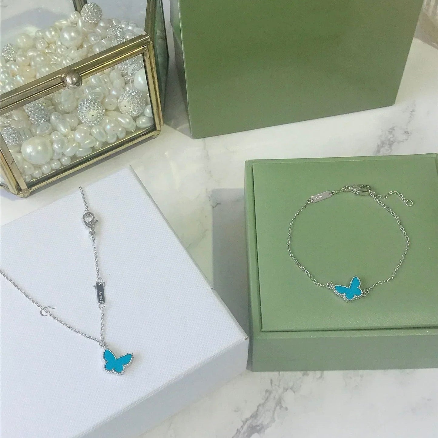 Miro BUTTERFLY TURQUOISE BUTTERFLY BRACELET SILVER