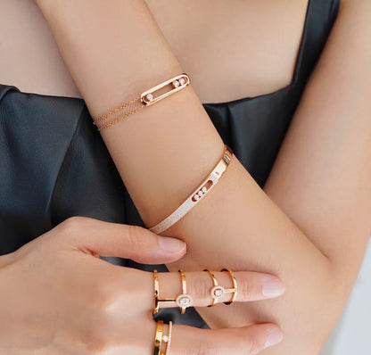 [Miro ]Move Noa Rose Gold Pavé Diamond Bangle Bracelet
