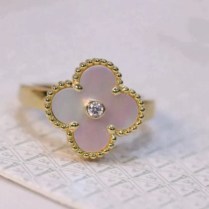 Miro CLOVER PINK MOP RING GOLD DIAMOND