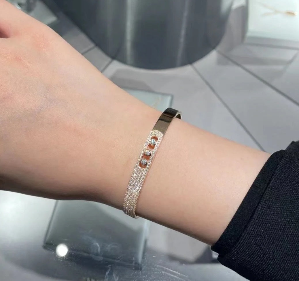 [Miro ]Move Noa Rose Gold Pavé Diamond Bangle Bracelet