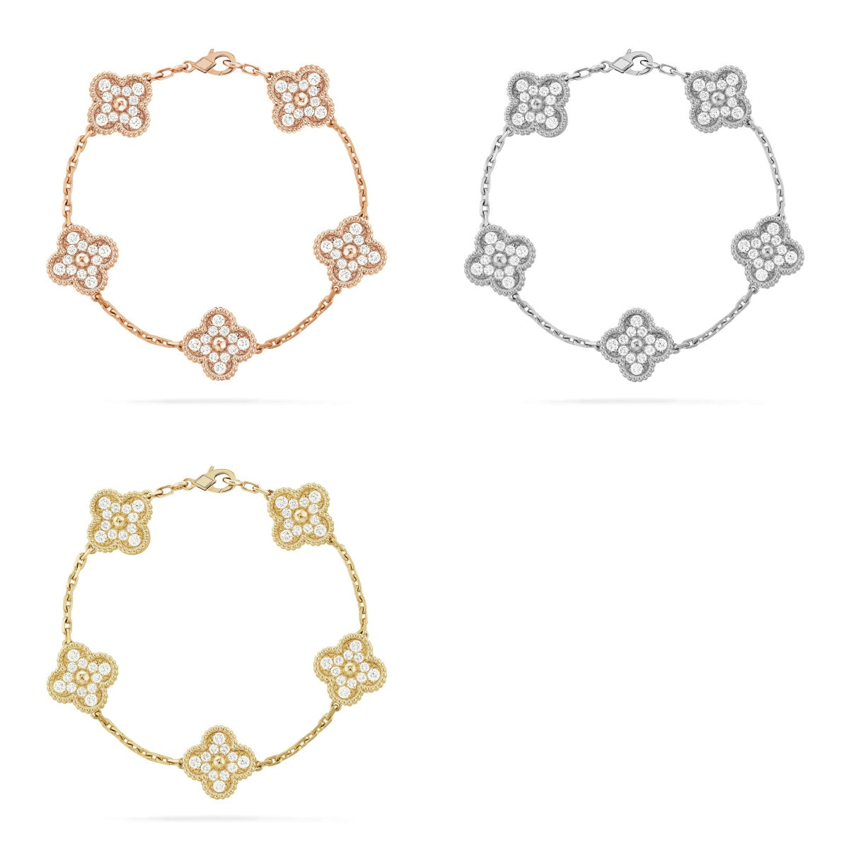 [Miro ] New  CLOVER 5 MOTIF FULL DIAMOND BRACELET COLLECTION