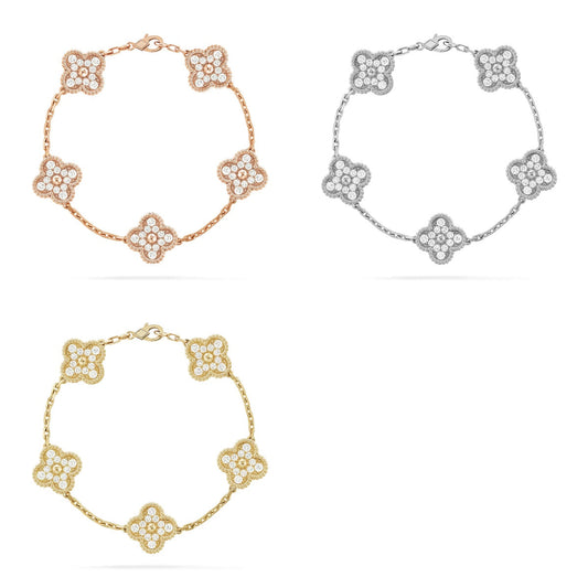 [Miro ] New  CLOVER 5 MOTIF FULL DIAMOND BRACELET COLLECTION