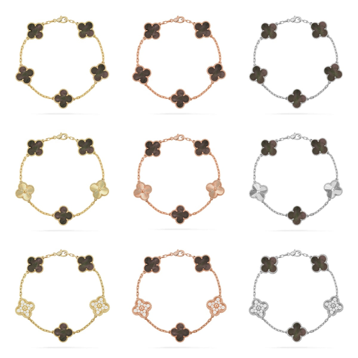[Miro ]New CLOVER 5 MOTIF GRAY MOP BRACELET COLLECTION