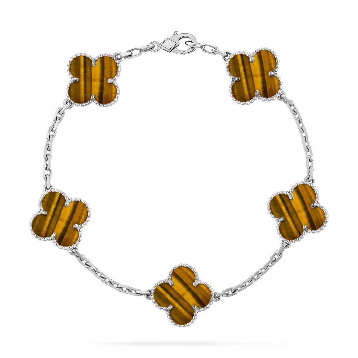 [Miro ]New  CLOVER 5 MOTIFS TIGER EYE BRACELET COLLECTION