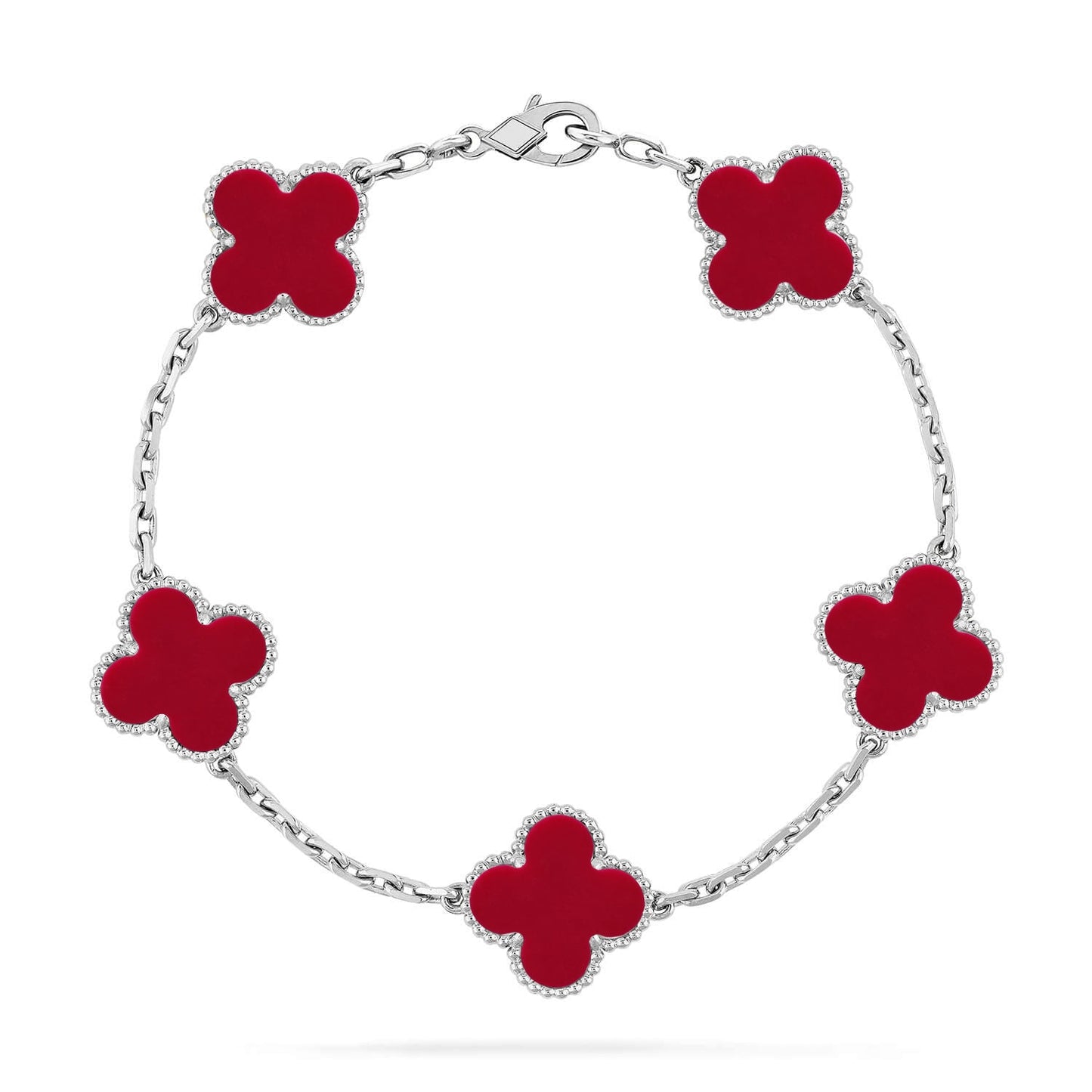 [Miro ]New  CLOVER 5 MOTIF RED CORNELIAN BRACELET COLLECTION