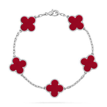 [Miro ]New  CLOVER 5 MOTIF RED CORNELIAN BRACELET COLLECTION