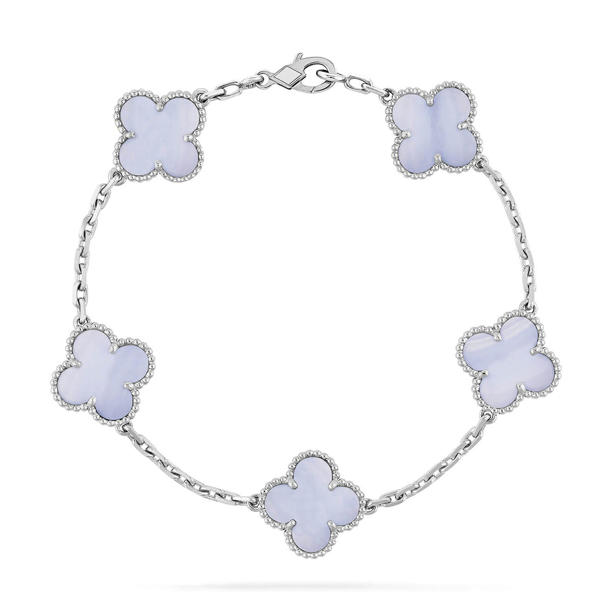 [Miro ]New  CLOVER 5 MOTIF PURPLE CHALCEDONY BRACELET COLLECTION