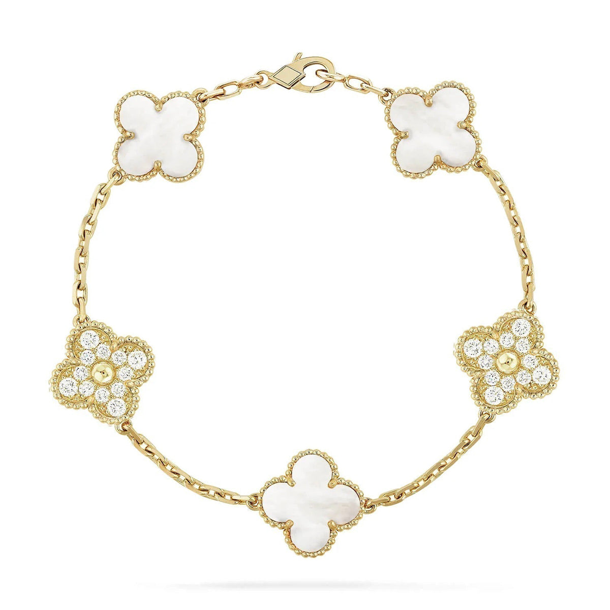 [Miro ]New CLOVER WHITE PEARL MOP 5 MOTIF BRACELET COLLECTION