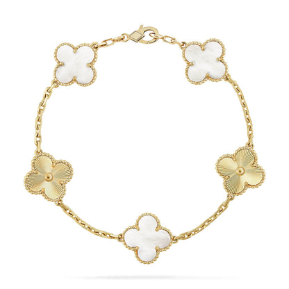 [Miro ]New CLOVER WHITE PEARL MOP 5 MOTIF BRACELET COLLECTION
