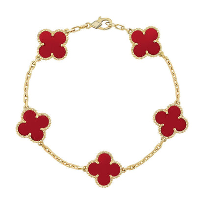 [Miro ]New  CLOVER 5 MOTIF RED CORNELIAN BRACELET COLLECTION