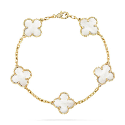 [Miro ]New CLOVER WHITE PEARL MOP 5 MOTIF BRACELET COLLECTION