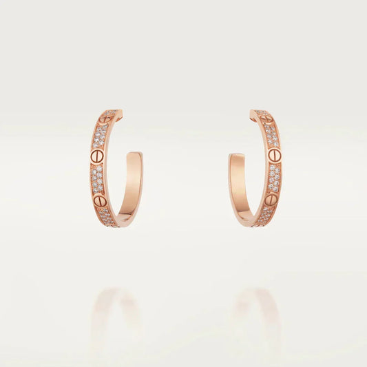 Miro LOVE DIAMOND PINK GOLD HOOP EARRINGS