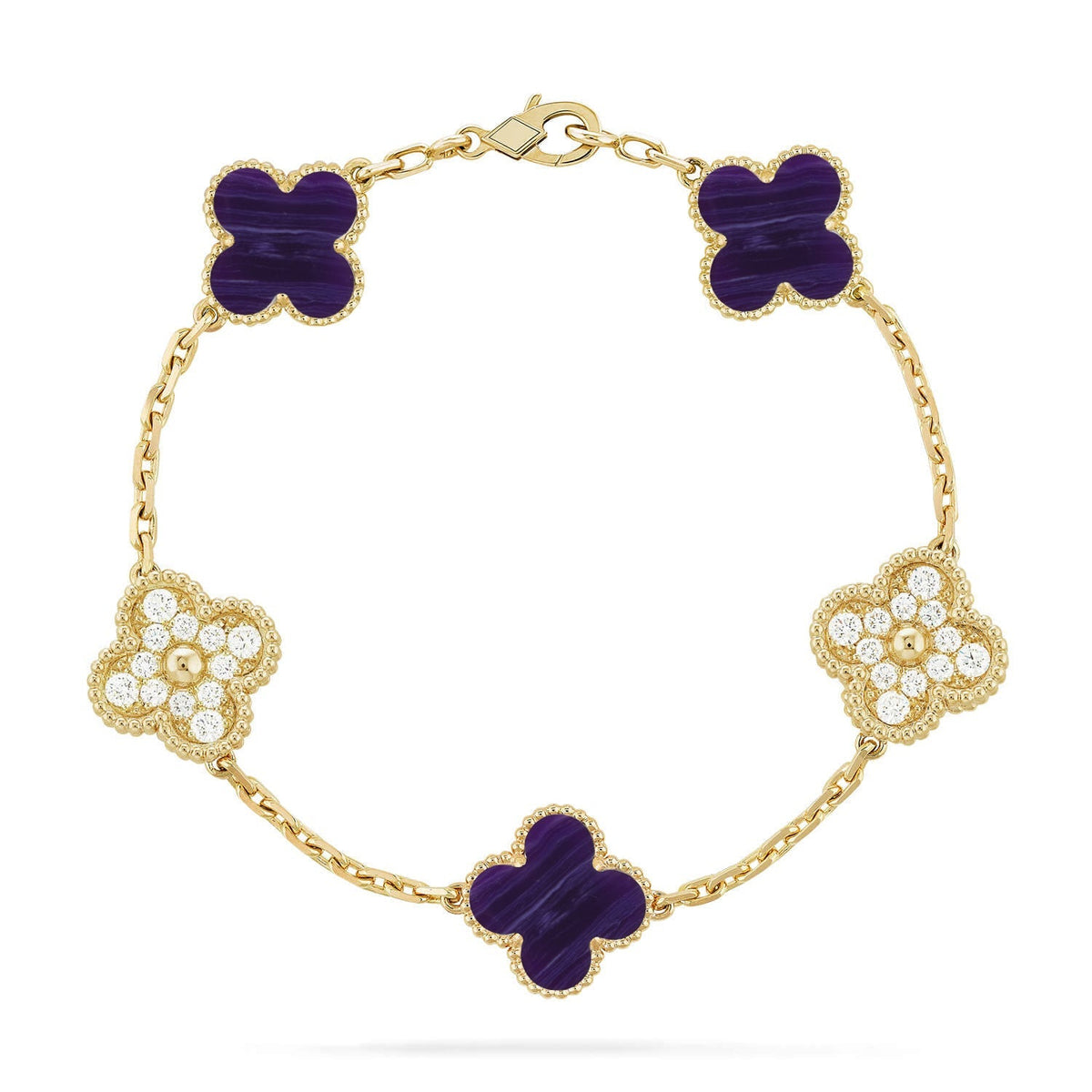 [Miro ]New CLOVER 5 MOTIF PURPLE STRIPES BRACELET COLLECTION