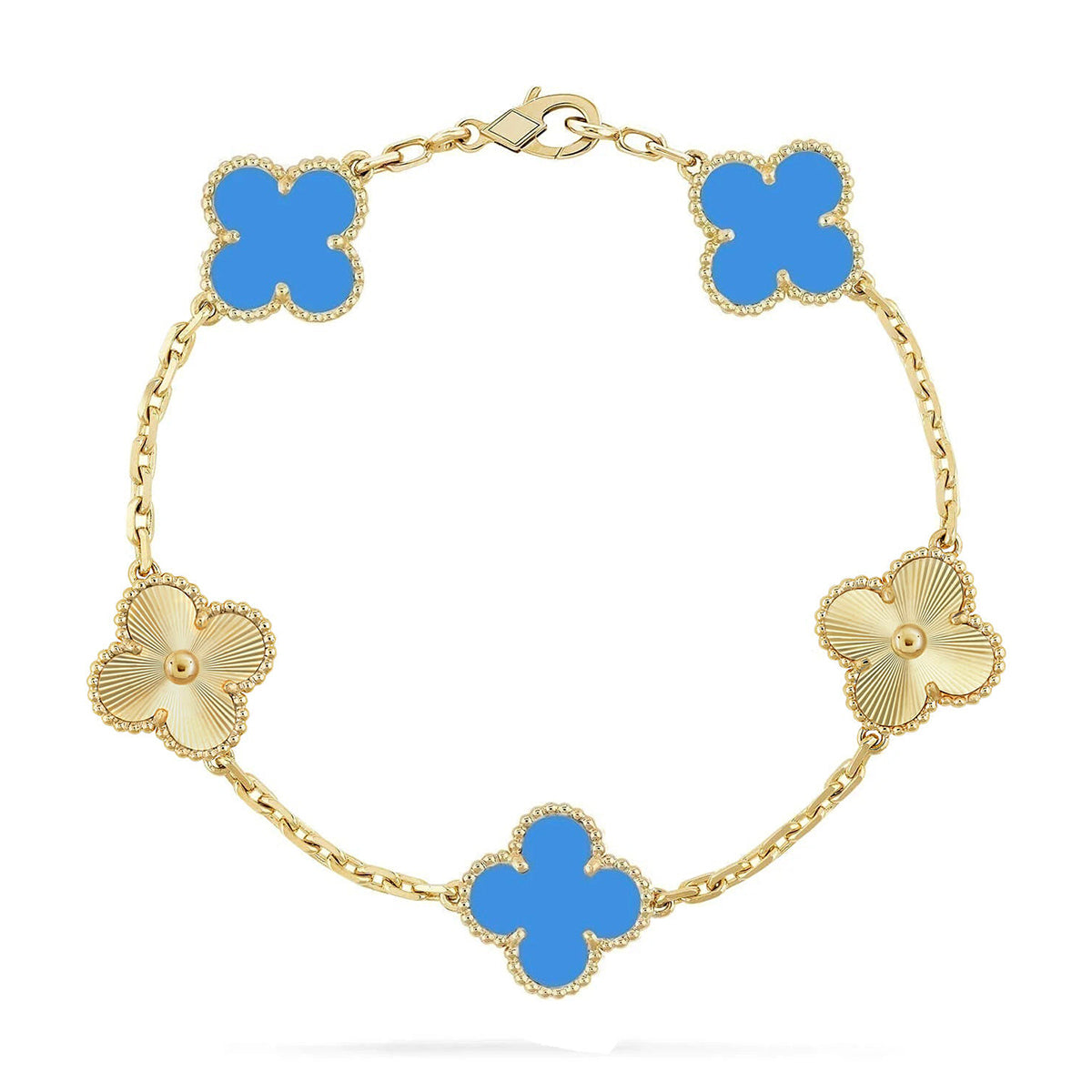 [Miro ]New CLOVER 5 MOTIF BLUE AGATE BRACELET COLLECTION