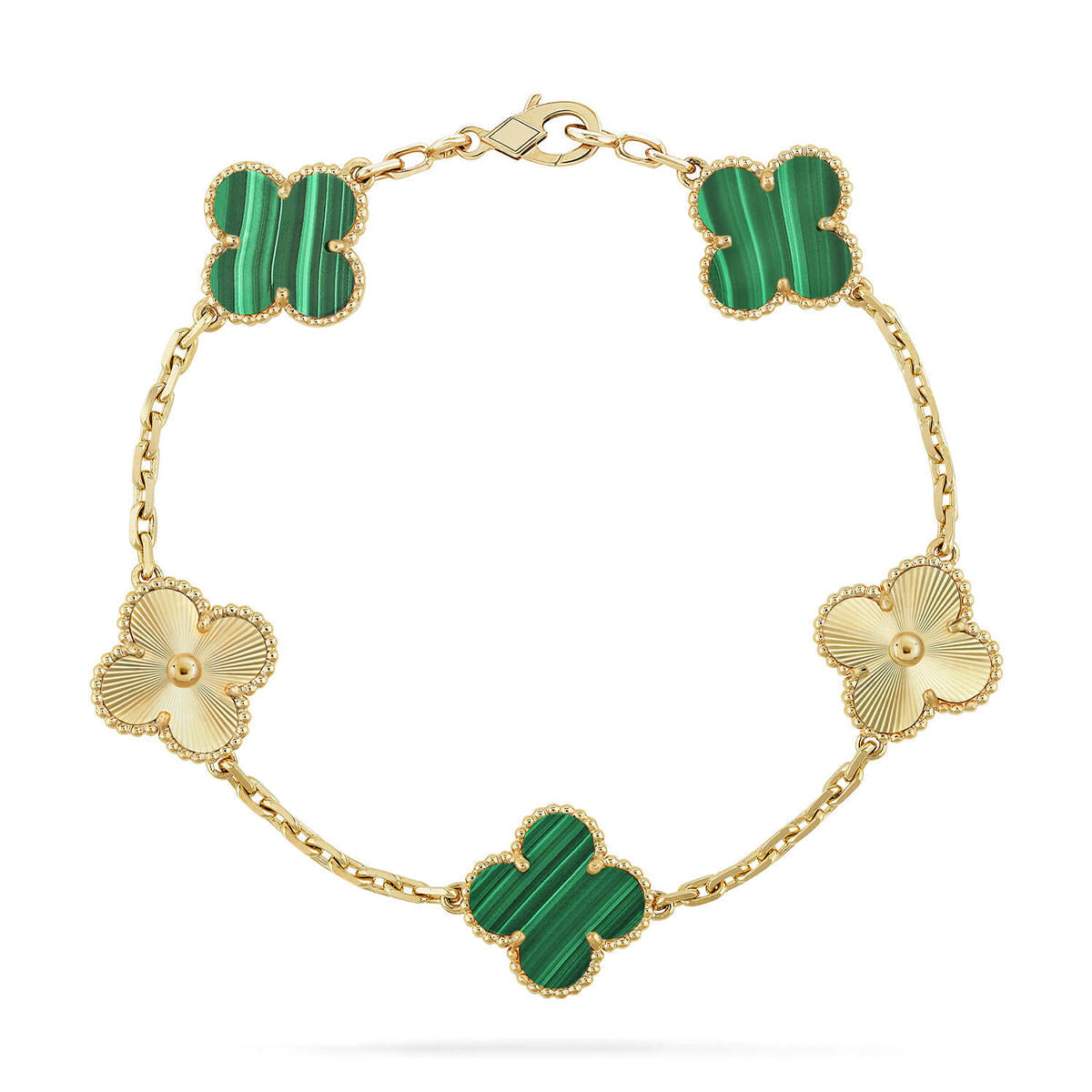 [Miro ]New  CLOVER 5 MOTIF MALACHITE BRACELET COLLECTION