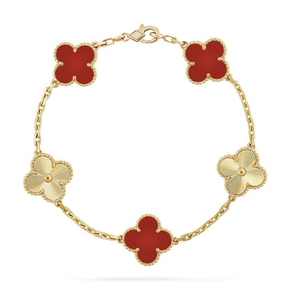 [Miro ]New  CLOVER 5 MOTIF RED CORNELIAN BRACELET COLLECTION