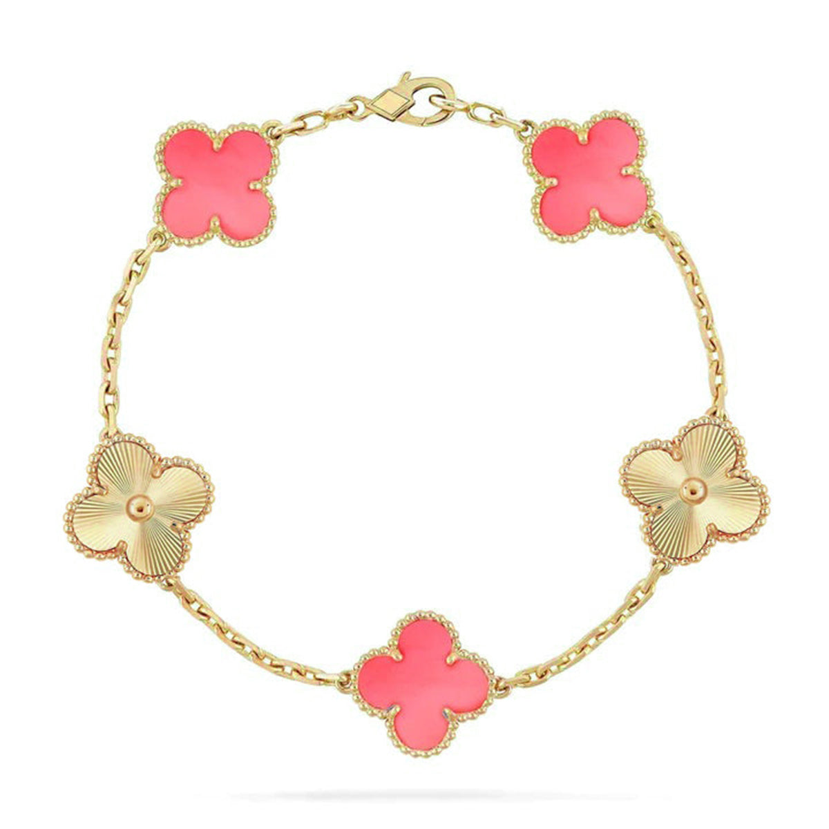 [Miro ]New  CLOVER 5 MOTIFS  PINK MOP BRACELET COLLECTION