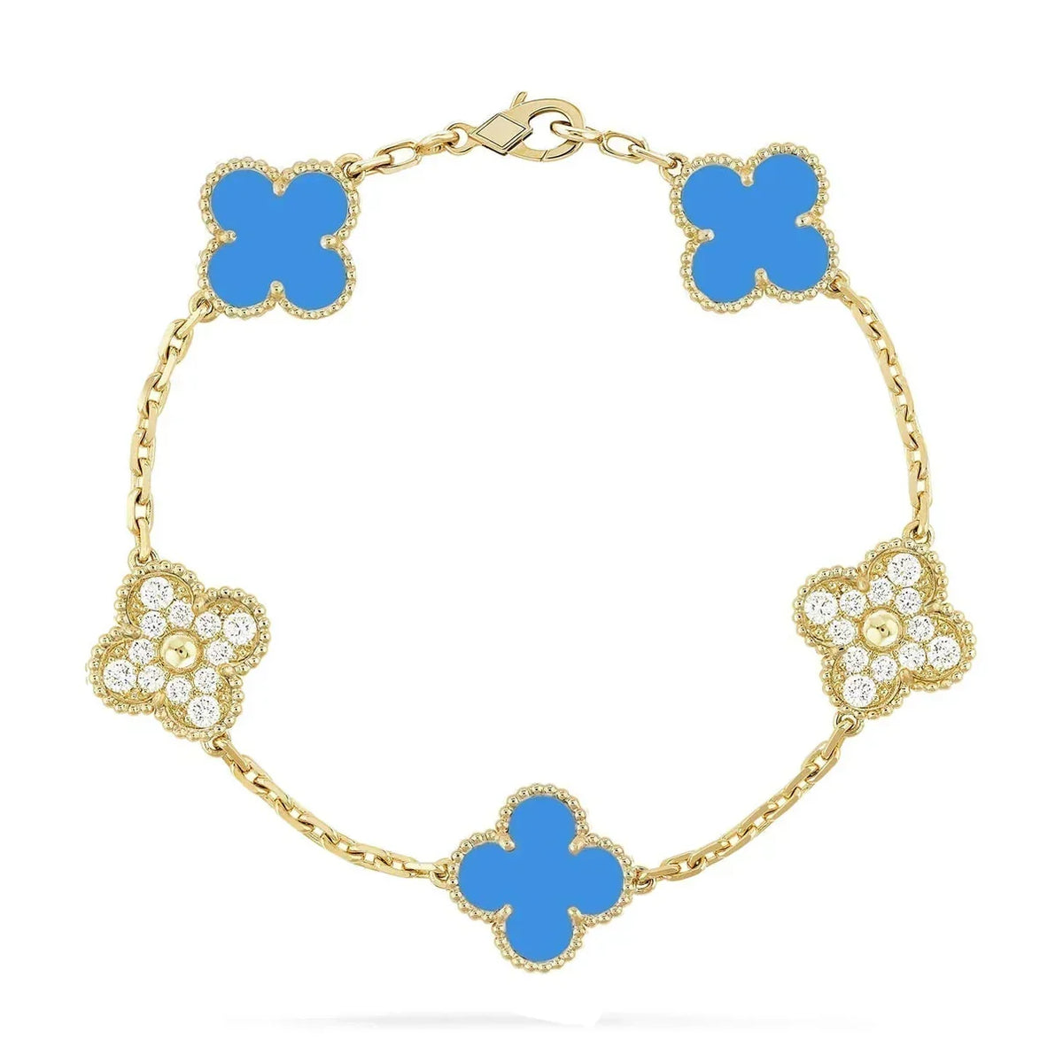 [Miro ]New CLOVER 5 MOTIF BLUE AGATE BRACELET COLLECTION