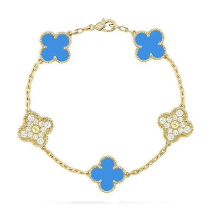 [Miro ]New CLOVER 5 MOTIF BLUE AGATE BRACELET COLLECTION