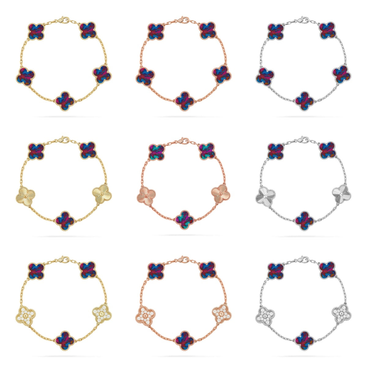 [Miro ]New CLOVER 5 MOTIF COLOR GEMSTONES BRACELET COLLECTION
