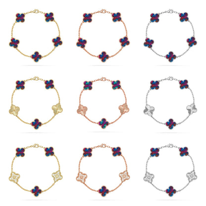 [Miro ]New CLOVER 5 MOTIF COLOR GEMSTONES BRACELET COLLECTION
