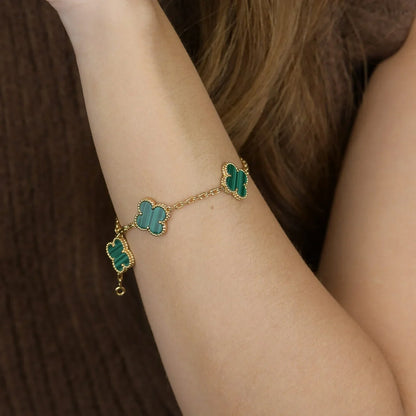 [Miro ]New  CLOVER 5 MOTIF MALACHITE BRACELET COLLECTION