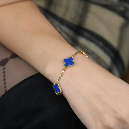[Miro ]New CLOVER 5 MOTIF BLUE AGATE BRACELET COLLECTION
