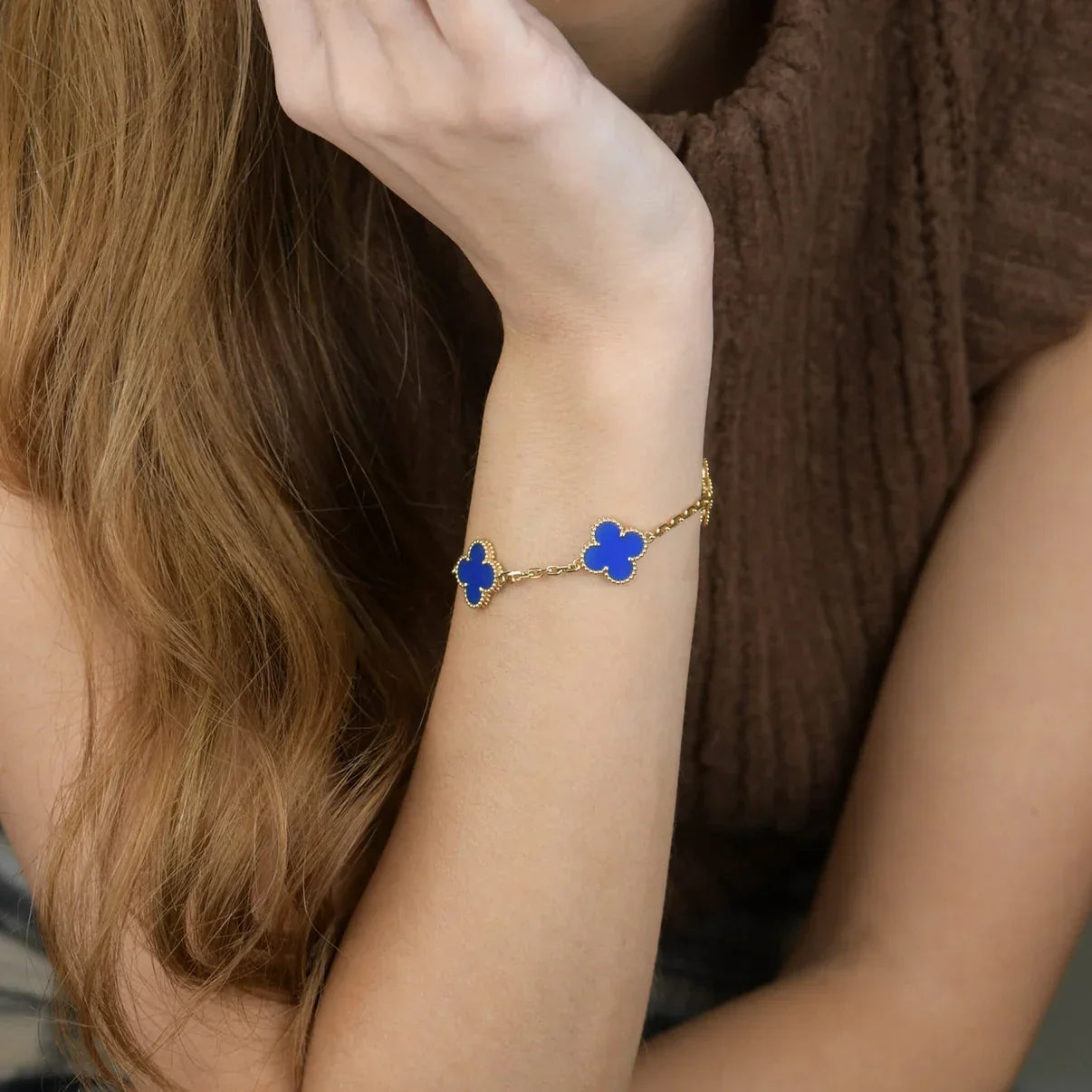 [Miro ]New CLOVER 5 MOTIF BLUE AGATE BRACELET COLLECTION