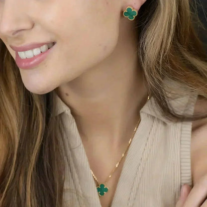 Miro CLOVER MINI 9.5MM MALACHITE  EARRINGS