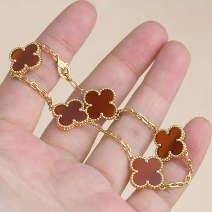[Miro ]New  CLOVER 5 MOTIF RED CORNELIAN BRACELET COLLECTION
