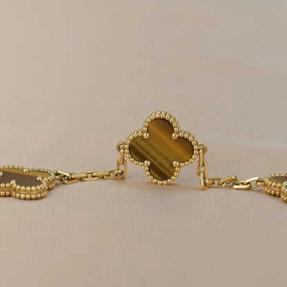 [Miro ]New  CLOVER 5 MOTIFS TIGER EYE BRACELET COLLECTION
