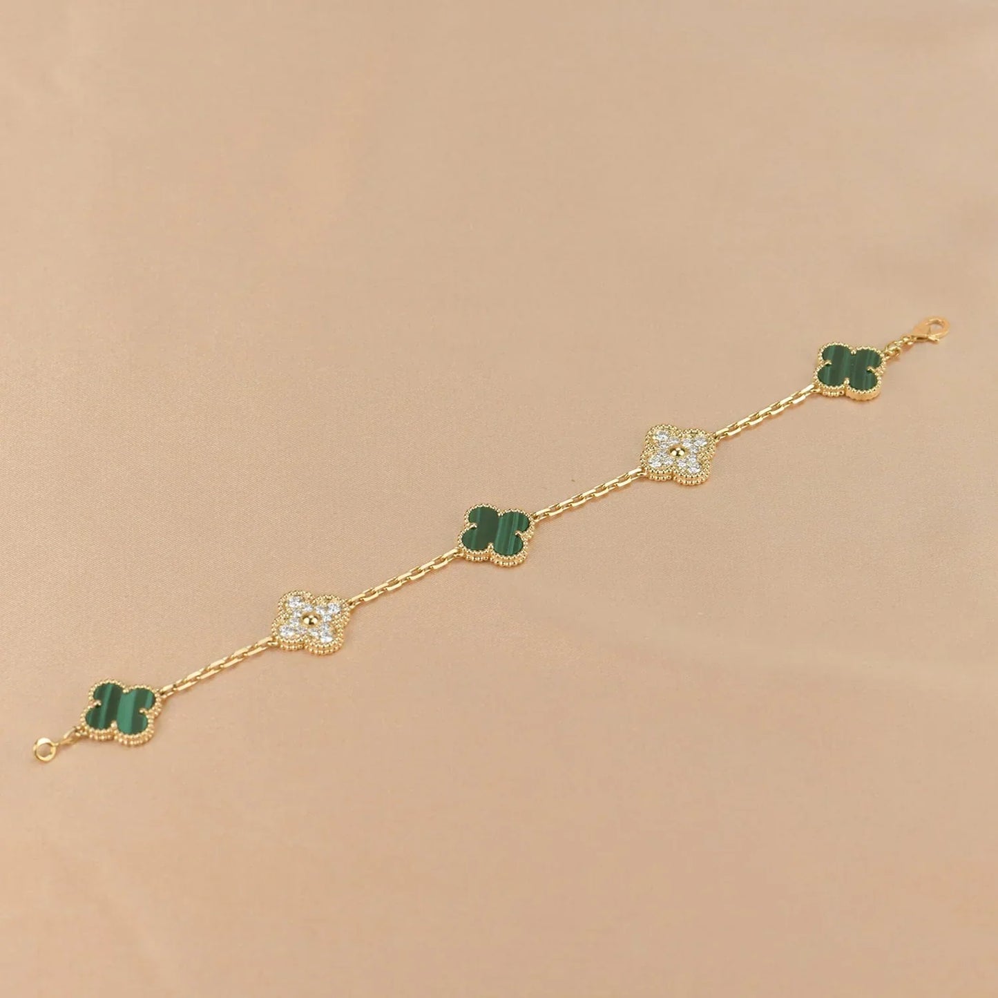 [Miro ]New  CLOVER 5 MOTIF MALACHITE BRACELET COLLECTION