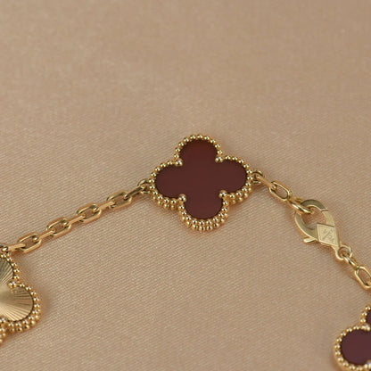 [Miro ]New  CLOVER 5 MOTIF RED CORNELIAN BRACELET COLLECTION