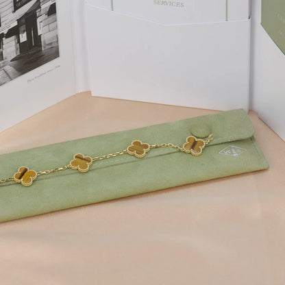 [Miro ]New  CLOVER 5 MOTIFS TIGER EYE BRACELET COLLECTION