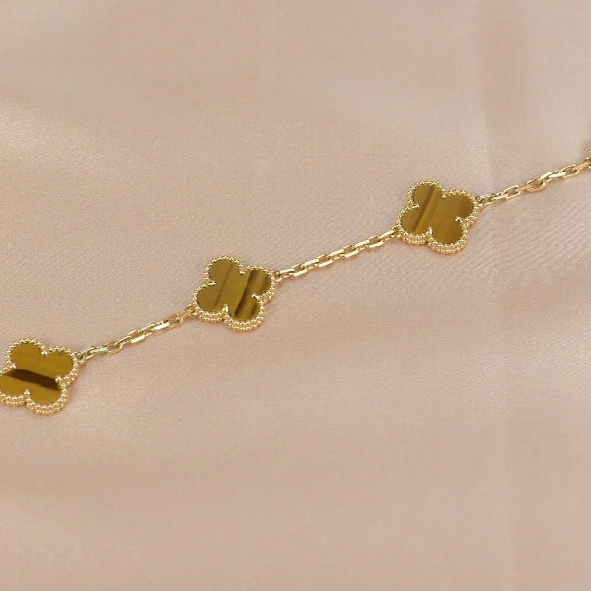 [Miro ]New  CLOVER 5 MOTIFS TIGER EYE BRACELET COLLECTION