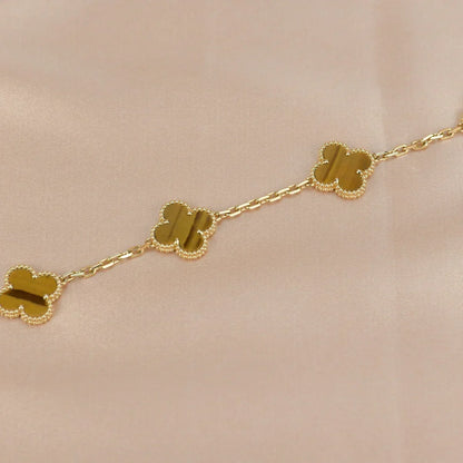 [Miro ]New  CLOVER 5 MOTIFS TIGER EYE BRACELET COLLECTION