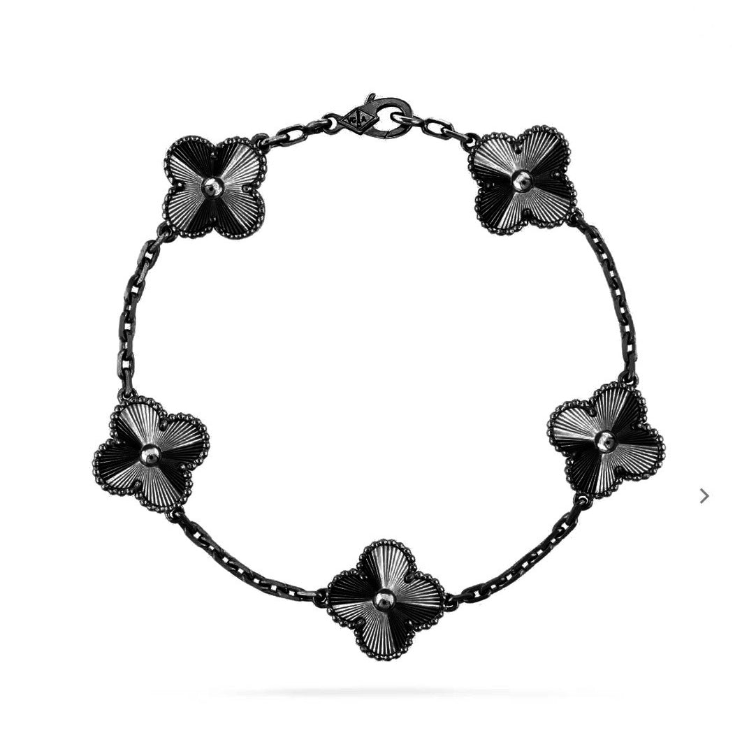 [Miro ]New CLOVER 5 MOTIF BLACK BRACELET