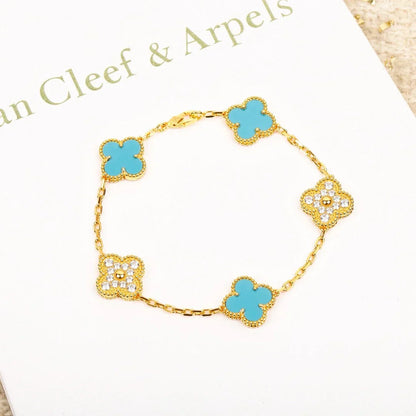 [Miro ]New  CLOVER 5 MOTIF TURQUOISE BRACELET COLLECTION